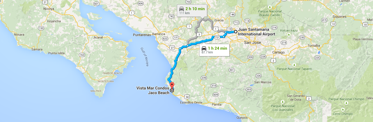 juan santamaria airport map Juan Santamaria International Airport To Vista Mar Condos Jaco juan santamaria airport map